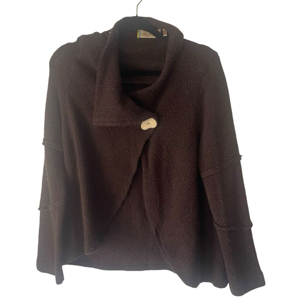 True Grit Women's Size Large Brown Chunky Button Hippie‎ Knit Sweater